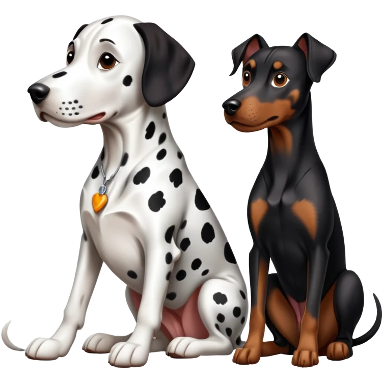 2 adults dogs : 1 Dalmatian + 1 dobermann emoji