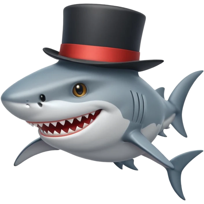 Shark with a top hat emoji
