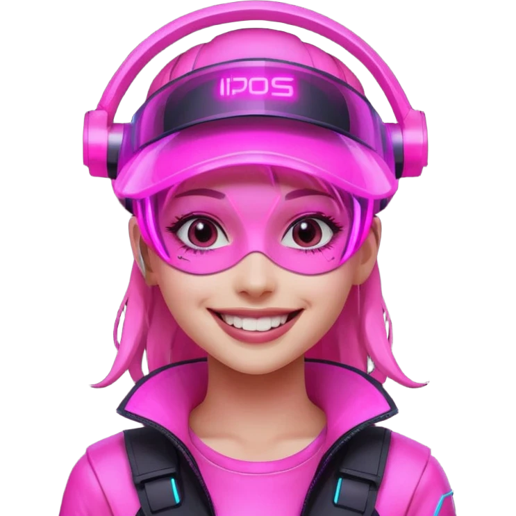 girl neon cyberpunk pink happy emoji