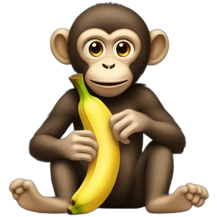 Monkey eating a banana with its feet emoji