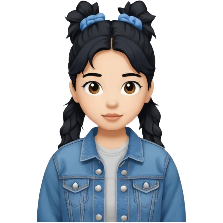 Teen girl with scrunchie ponytail black hair emoji