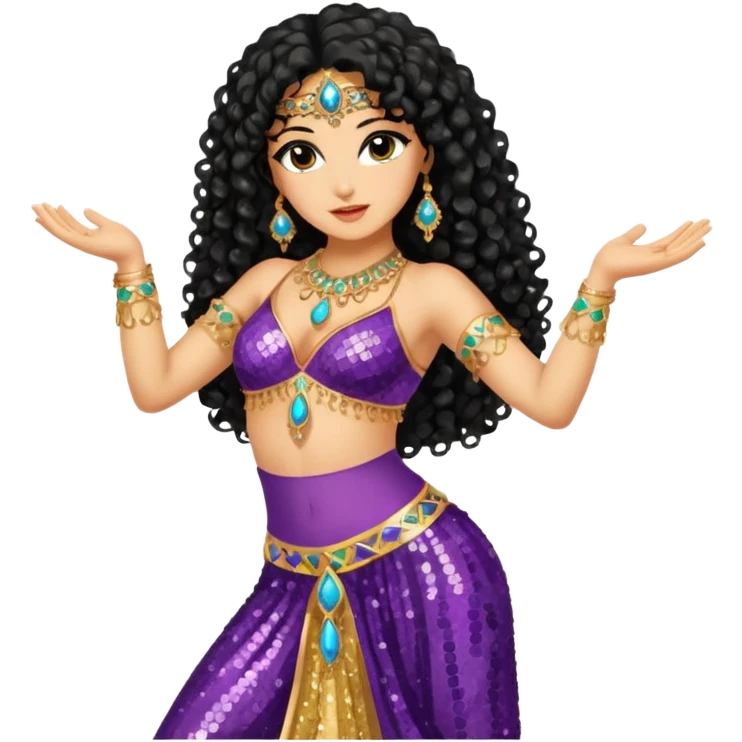 middle eastern belly dancer with black curly hair emoji