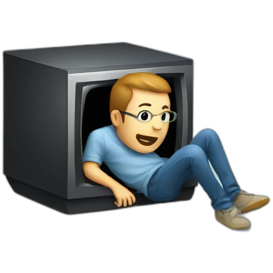 programmer crawling out of a tv emoji