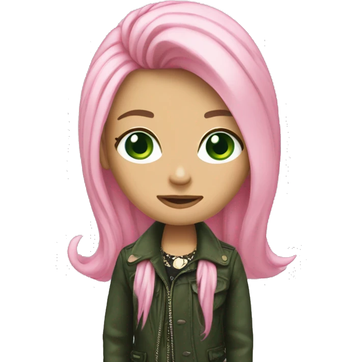 pink-punk-brunet-long-hair-green eyes emoji