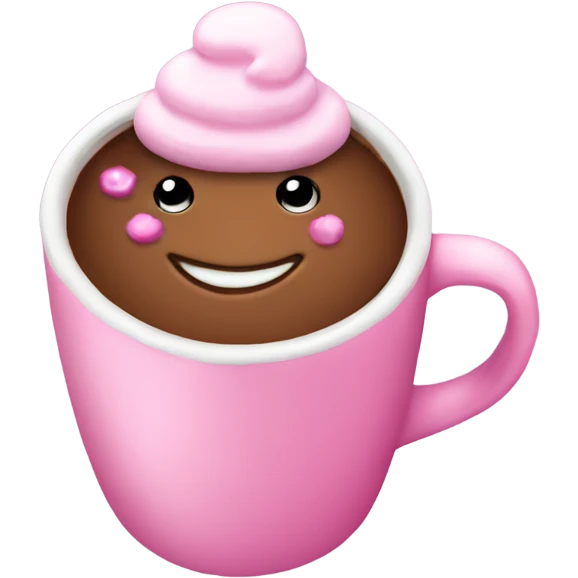 Pink hot chocolate with pink marshmallow  emoji