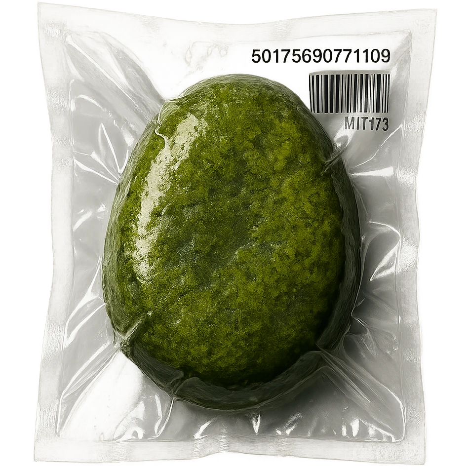 smooth stone covered in moss, glossy emoji