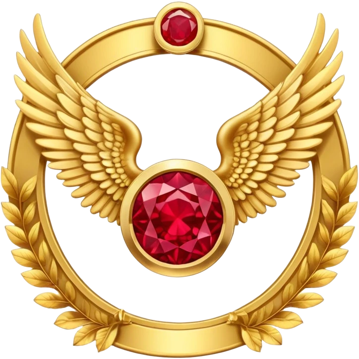 3rd place award number in frame decorated with golden angel  wings and rubby stone emoji