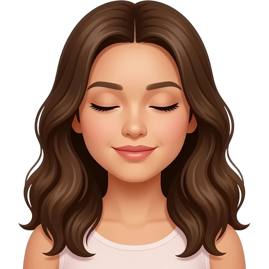 Filipino girl 25 years old brown long wavy hair closed lips emoji