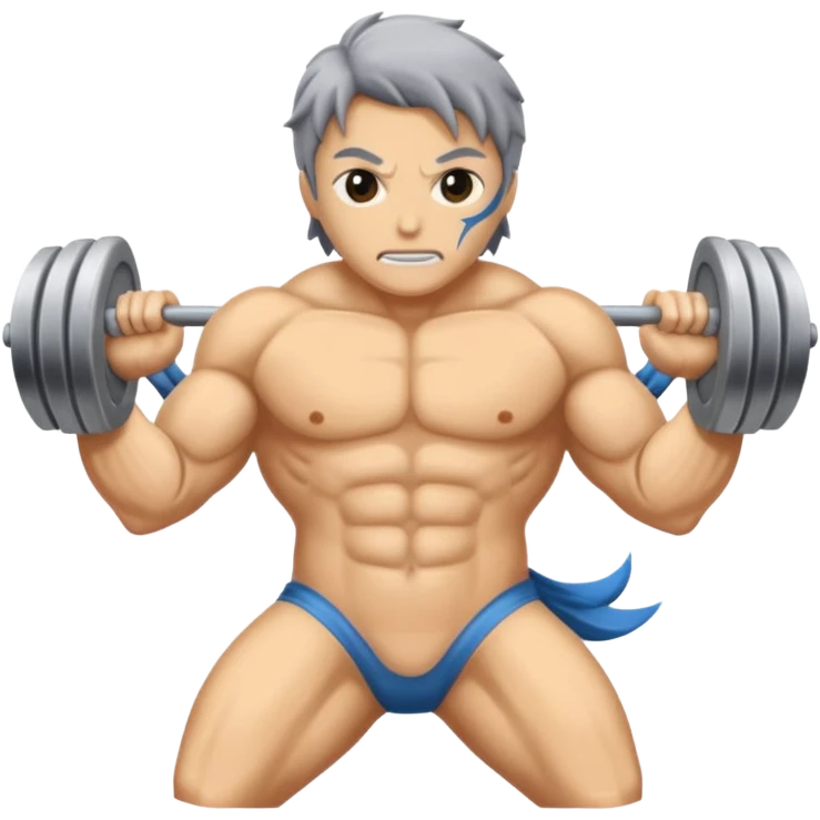 Tiburon con cuerpo músculos y agarro un tridente emoji