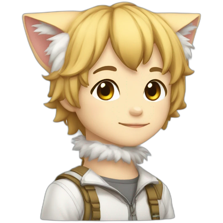 personagem loiro estilo anime com gatinho emoji