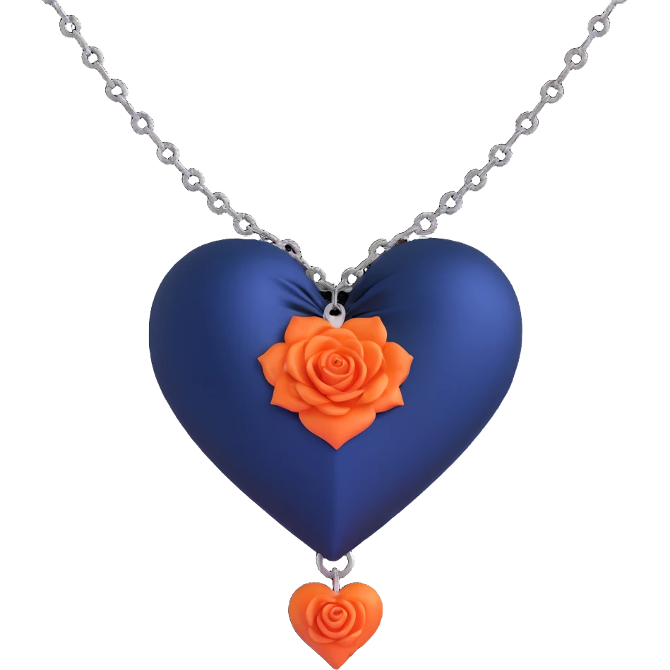 gothic heart, navy blue silk, black rose accent, silver chain emoji
