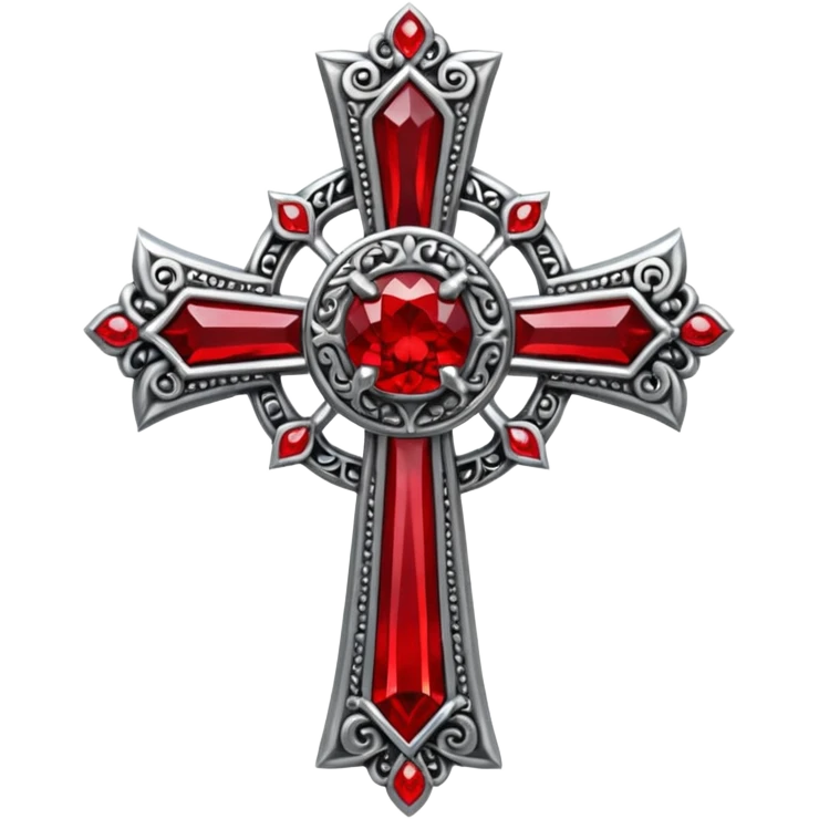 gothic cross with red gem emoji