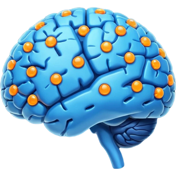 blue digital brain with little orange neurons emoji