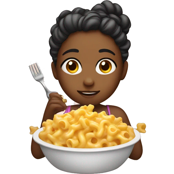 Girl eating Mac and cheese emoji