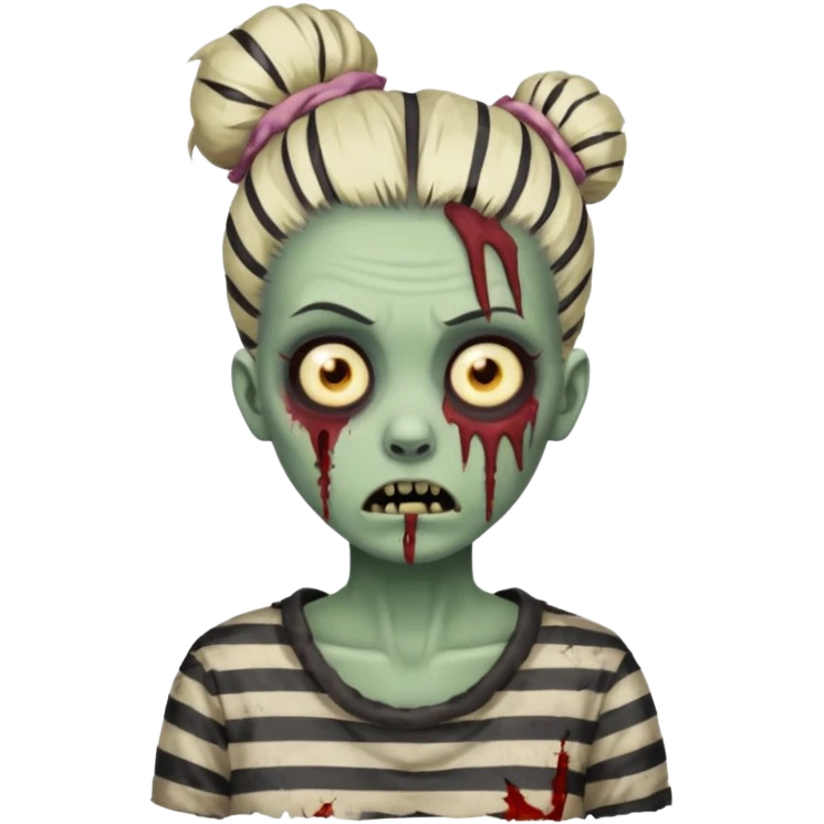 zombie in stripe bun hair emoji