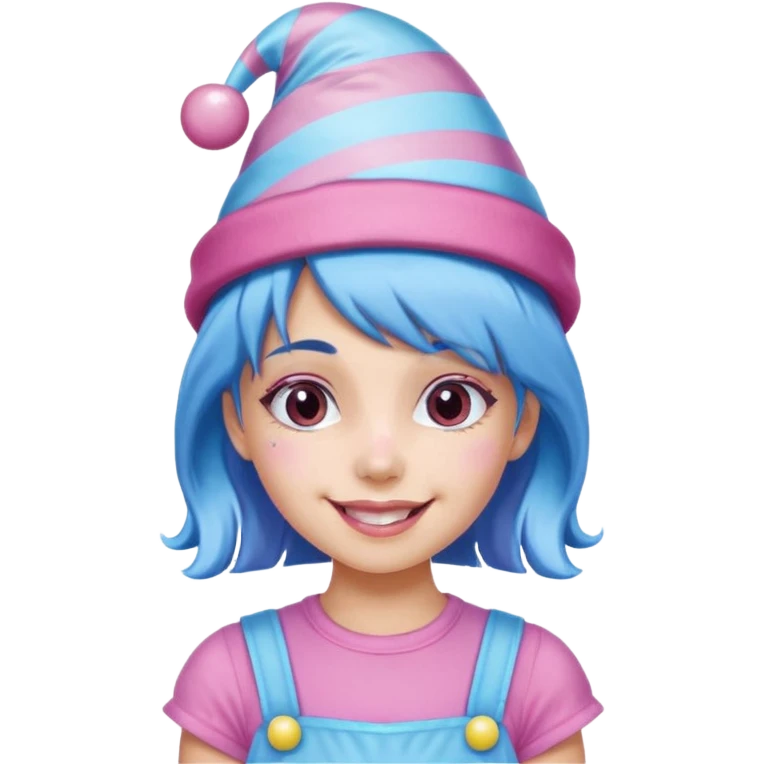 candy hatted girl from candyland blue pink mixed hair emoji