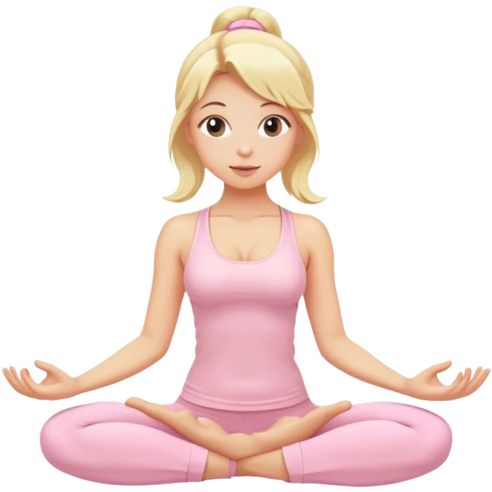 blonde yoga girl light pink clothes n emoji