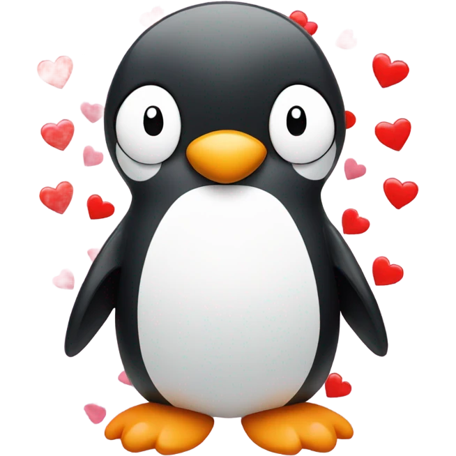 penguin with hearts around it emoji