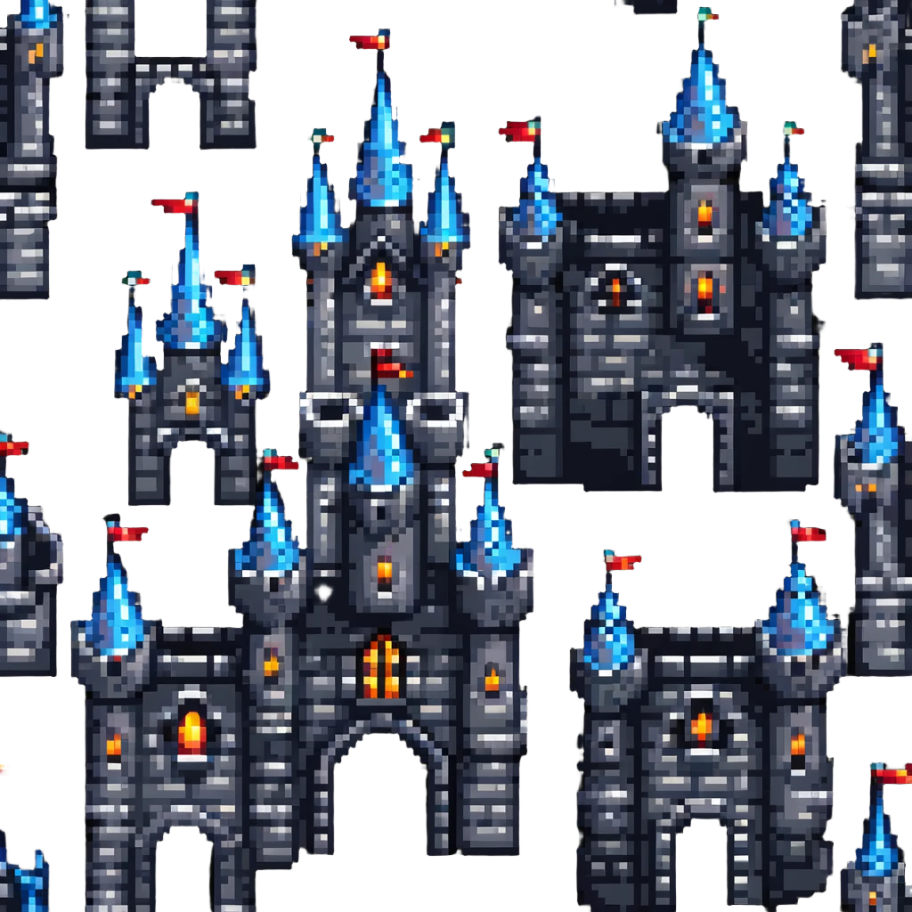 fantasy castle with towers and glowing windows emoji