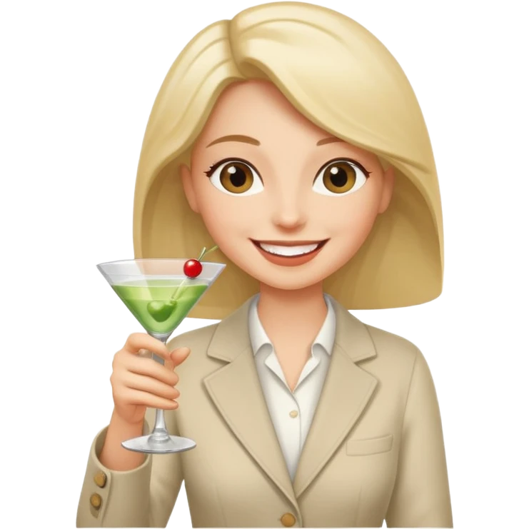 smiling face holding a martini glass, cheerful expression emoji
