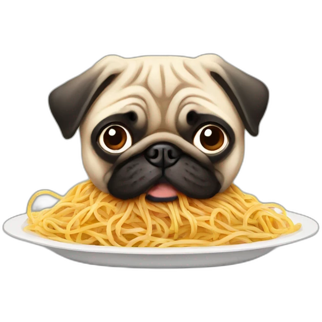Pug eating spaghetti emoji
