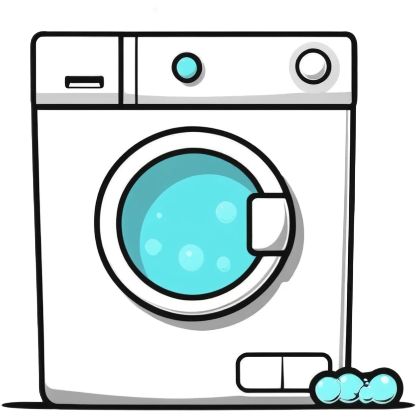 cute washing machine with soapy bubbles emoji