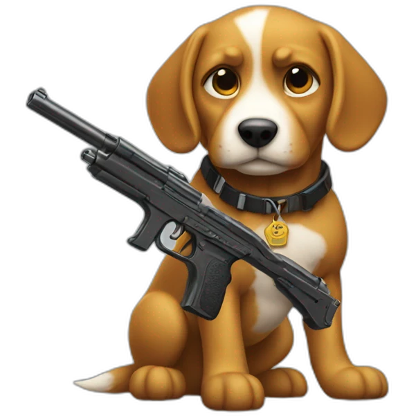 A dog with a gun emoji