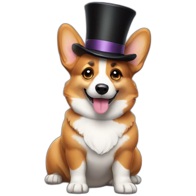 Corgi with a top hat emoji