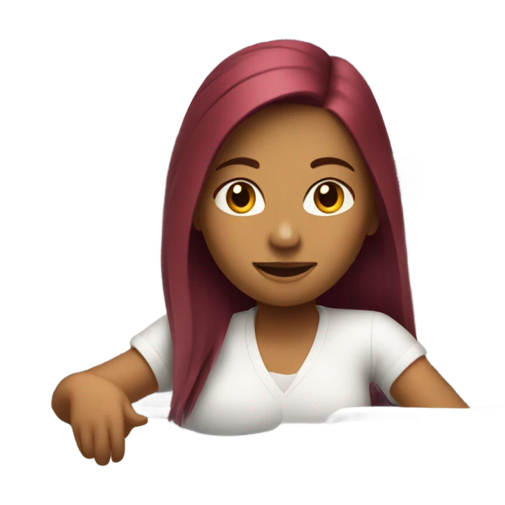 White car with a burgundy haired girl driving emoji