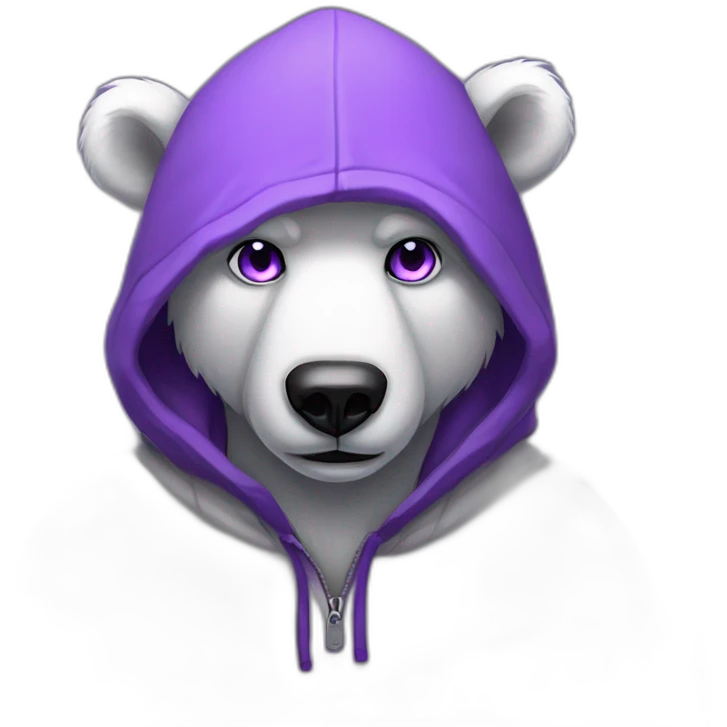Adult Male Anthro polar bear, black hoodie, purple eyes emoji