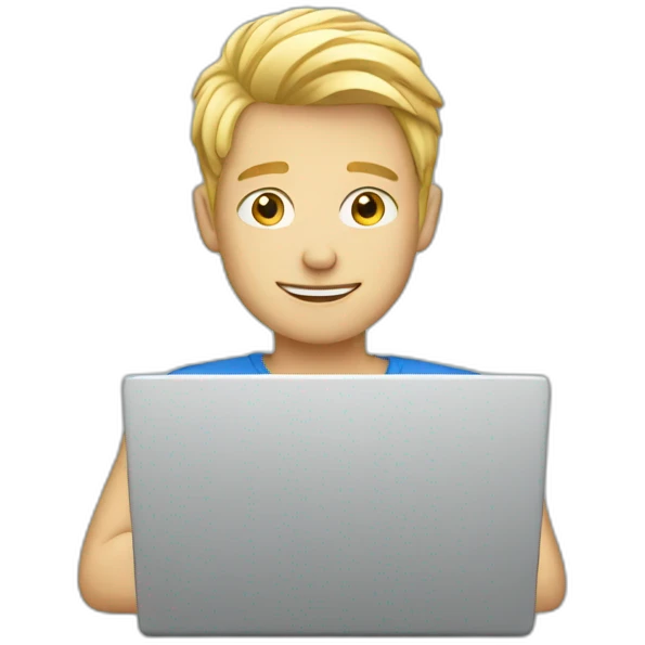 blonde guy with laptop emoji