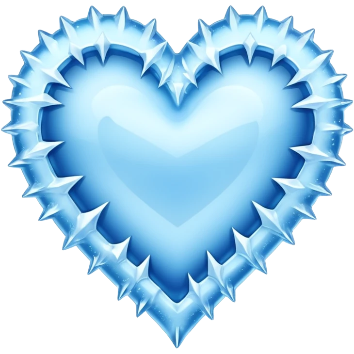 An ice blue heart with frost and jagged ice crystals covering it emoji