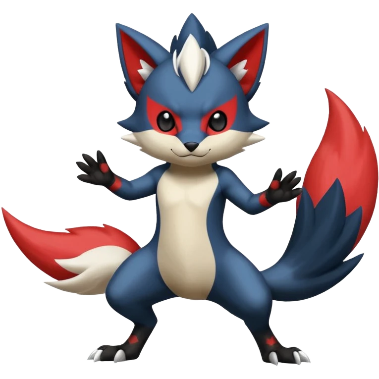 Skuntank-Sneasel-Litten-Absol-Zorua-Sprigatito-fusion, full body emoji