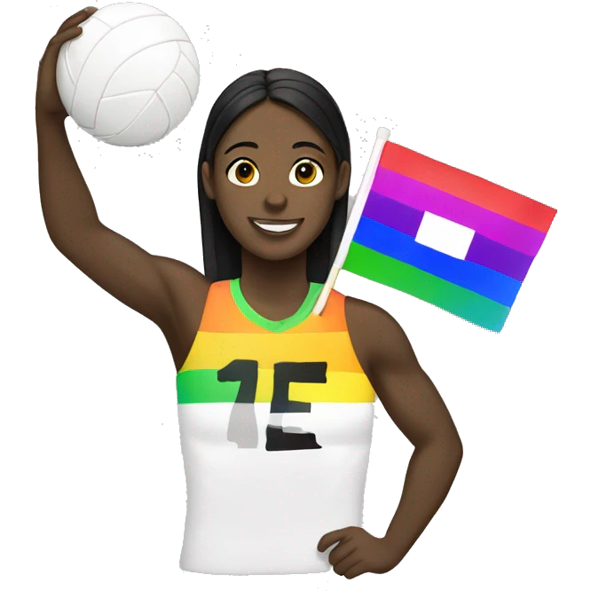 Black volleyball player holding pride flag emoji