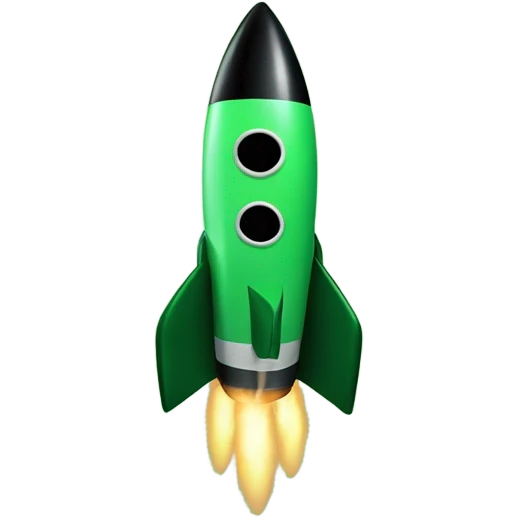 green and black rocket ship emoji