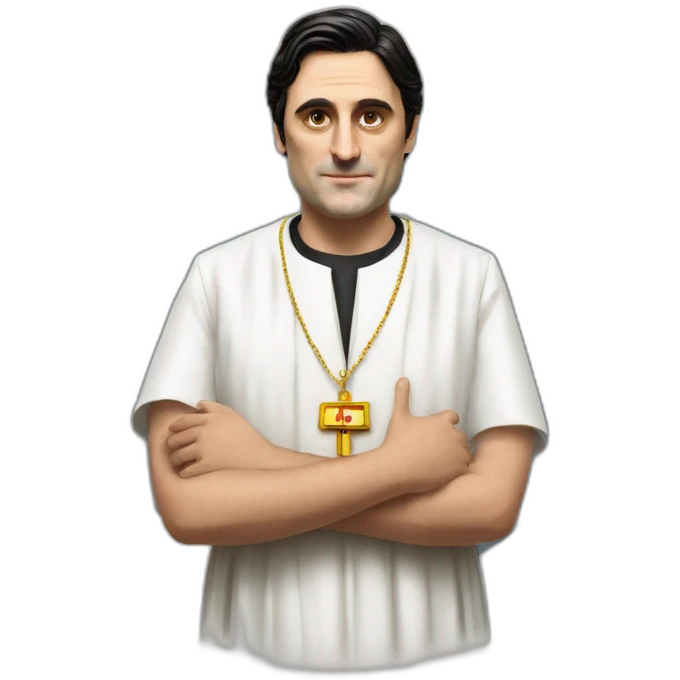 Andrea Montella seriously blessing like the pope with an arm with doctor dress emoji