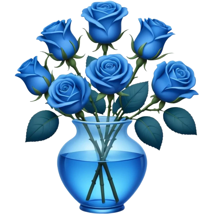  Group of Blue rose in a vase emoji