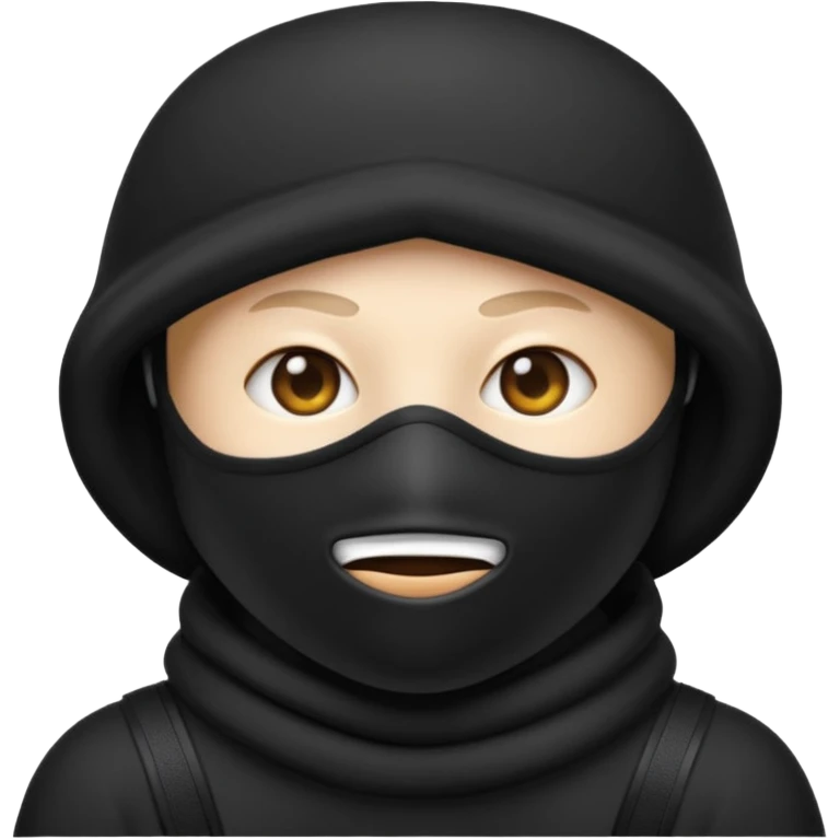 Create an emoji wearing a black ski mask not a creepy big smile though and no need for spoons emoji