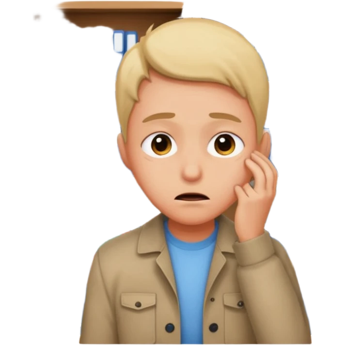 verzweifelte Person steht vor einem Regal, Regalfächer werden durchsucht, Emotion: Verzweiflung emoji