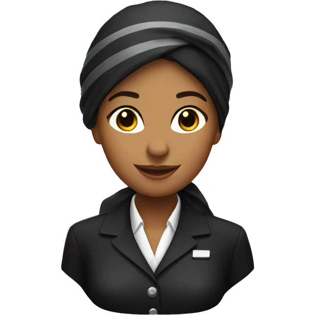 a cabin crew woman in a black suit with scarf emoji