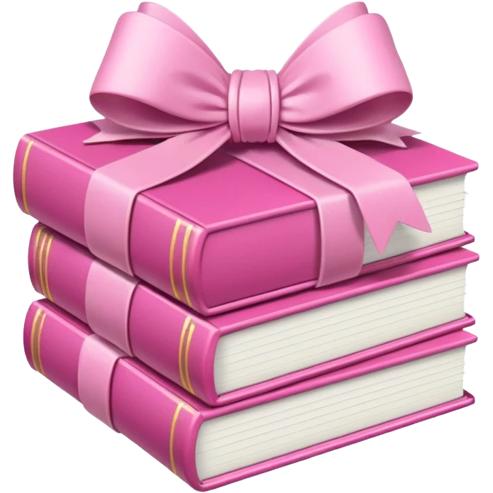 Pink Books stacked up and tied together by a white bow emoji
