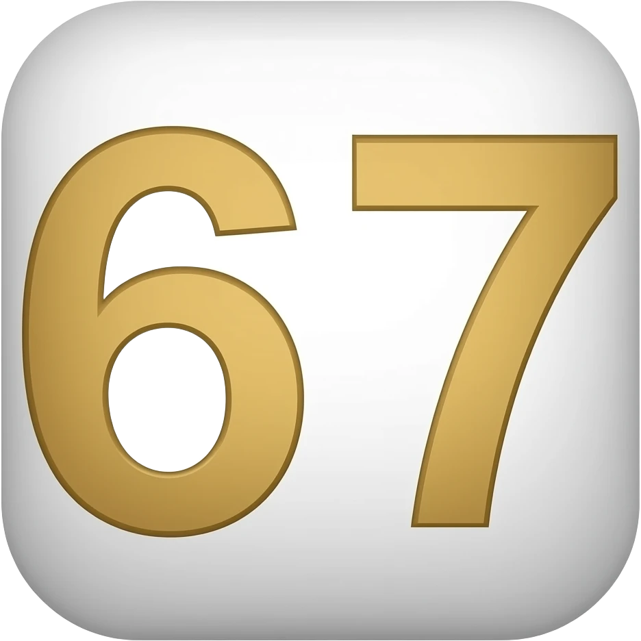 Make a emojis with the number 67 and make it look like the one hundred emoji but do not turn it into another number.Turn it into the number 67 emoji