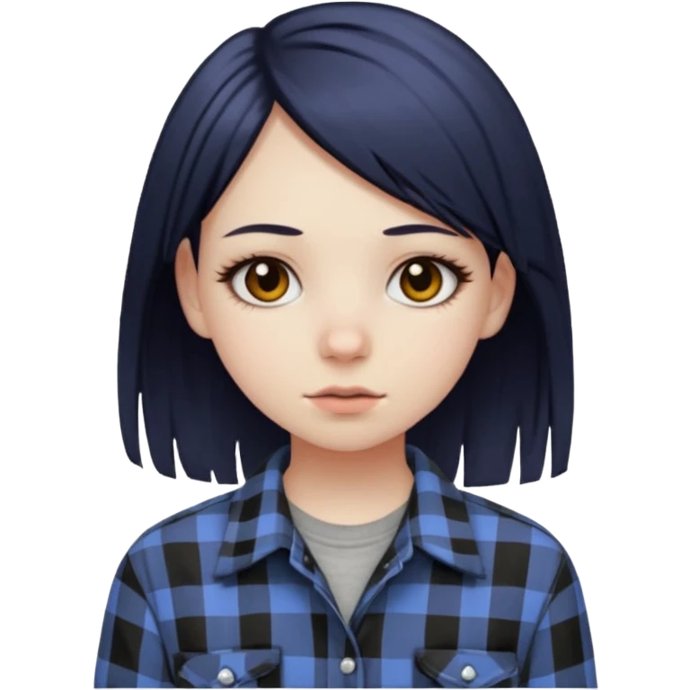 Emo girl in 7th grade that wears a plaid button up  emoji
