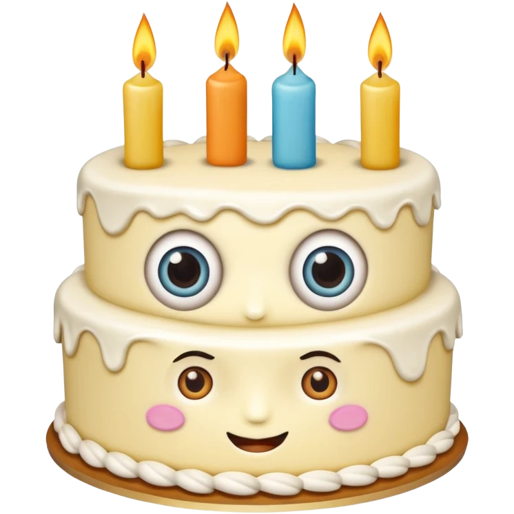cake with eyes and candles looking normal emoji