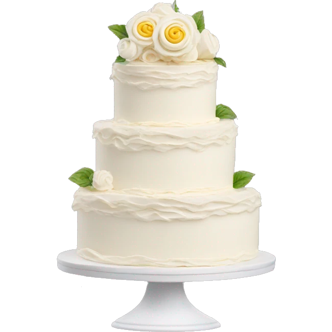 White triple layer wedding buttercream cake emoji