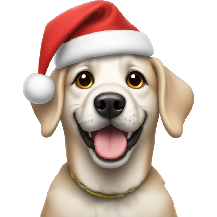 dog wearing a christmas hat emoji