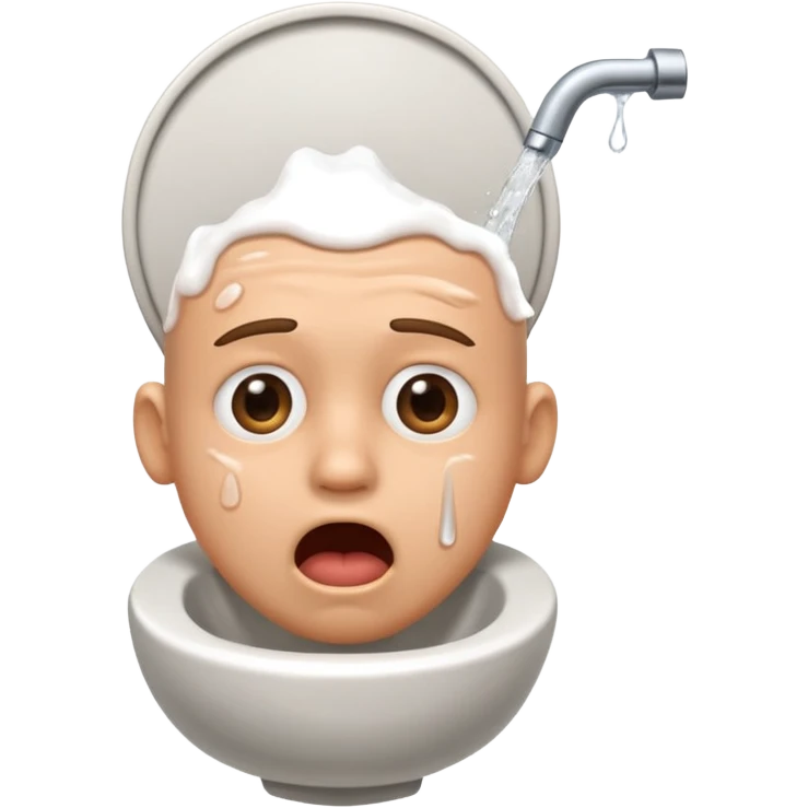 human head inside toilet singing emoji