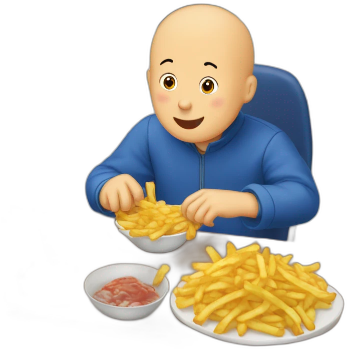 Caillou qui mange des frites emoji