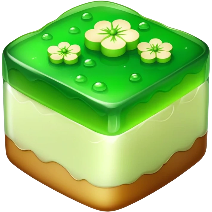 Water chestnut cake translucent jelly dessert, simplified emoji style with bold outlines and bright colors, cartoon style Matai Gao Cantonese sweet emoji