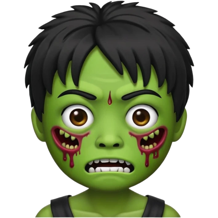 faz um memoji de zoombi igual a mim sou asiatico cabelo preto tipo franja  emoji